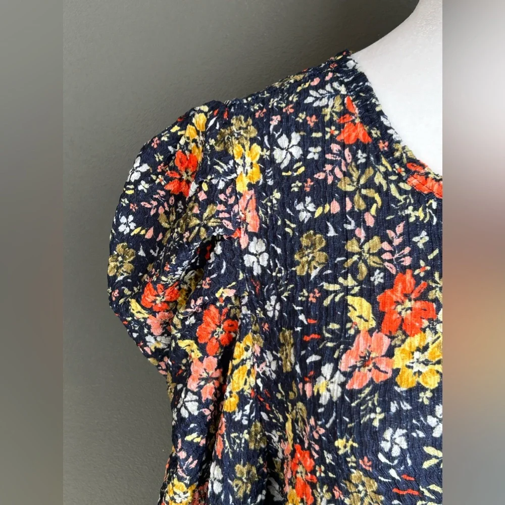 NWT Loft Floral Pleated Puff Sleeve Top Size Large Petite LP_6